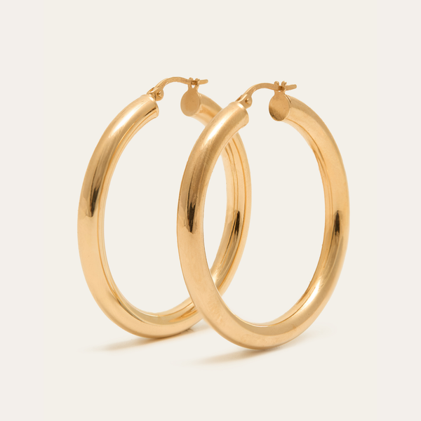 Super Chunky Tube Hoops Large - 9ct Gold