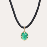 Oracle Pendant with Oval Cabochon Emerald