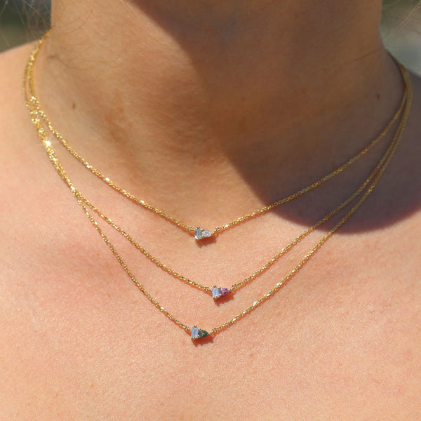 Lyra Green Sapphire & Lab Diamond Necklace
