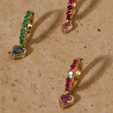 Heartbreak Huggie Blue Green Medium - 14ct Gold