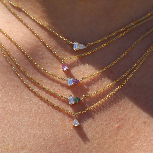 Lyra Pink Sapphire & Lab Diamond Necklace