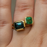 Artemis with Emerald Cut Teal Sapphire - 18ct Gold