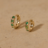 Disco Huggie Green Medium - 14ct Gold