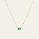 Hera Necklace with Long Emerald Cut Emerald - 18ct Gold