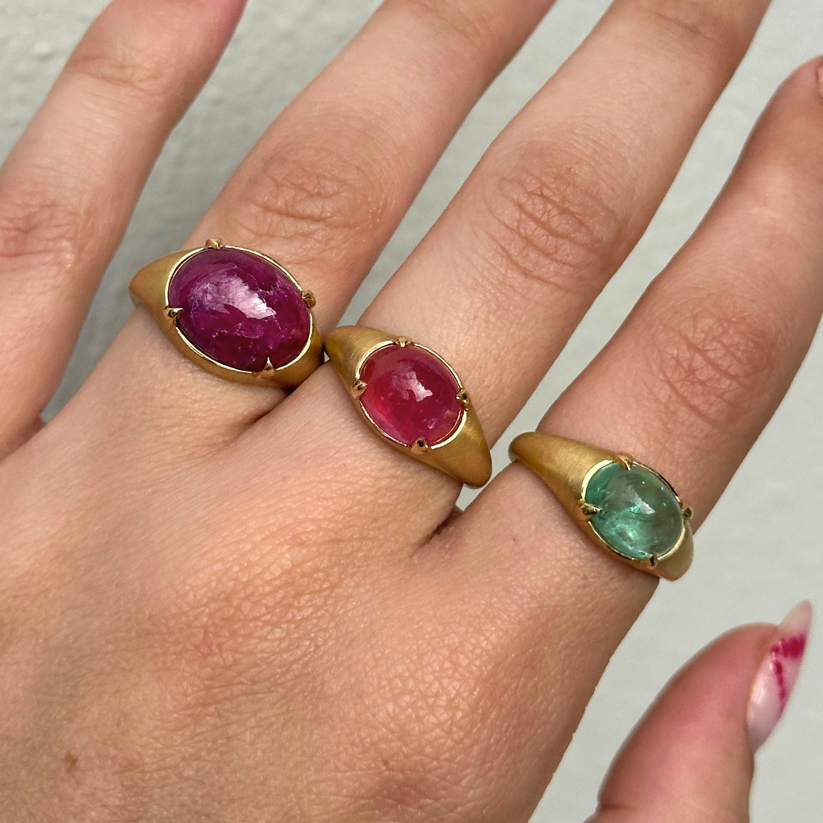 Oracle Ring with Oval Cabochon Ruby – By Baby