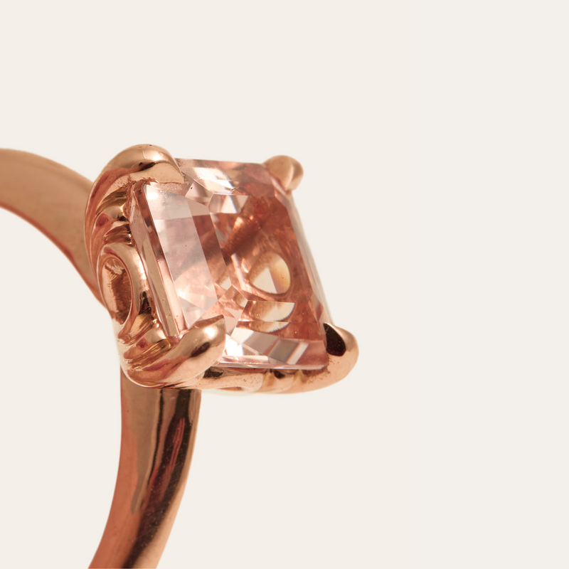 Peaches with Asscher Cut Morganite - 18ct Rose Gold