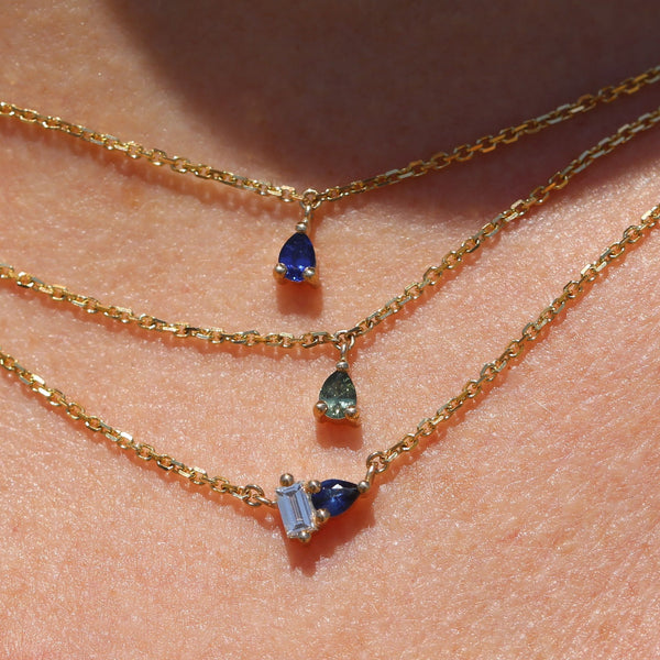 Lyra Blue Sapphire & Lab Diamond Necklace