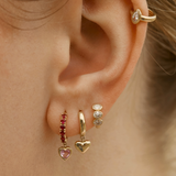 Heartbreak Huggie Pink Red Medium - 14ct Gold