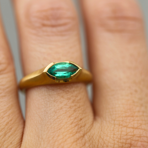 Athena with Marquise Zambian Emerald - 18ct Gold