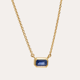 Sol Emerald Cut Blue Sapphire Necklace