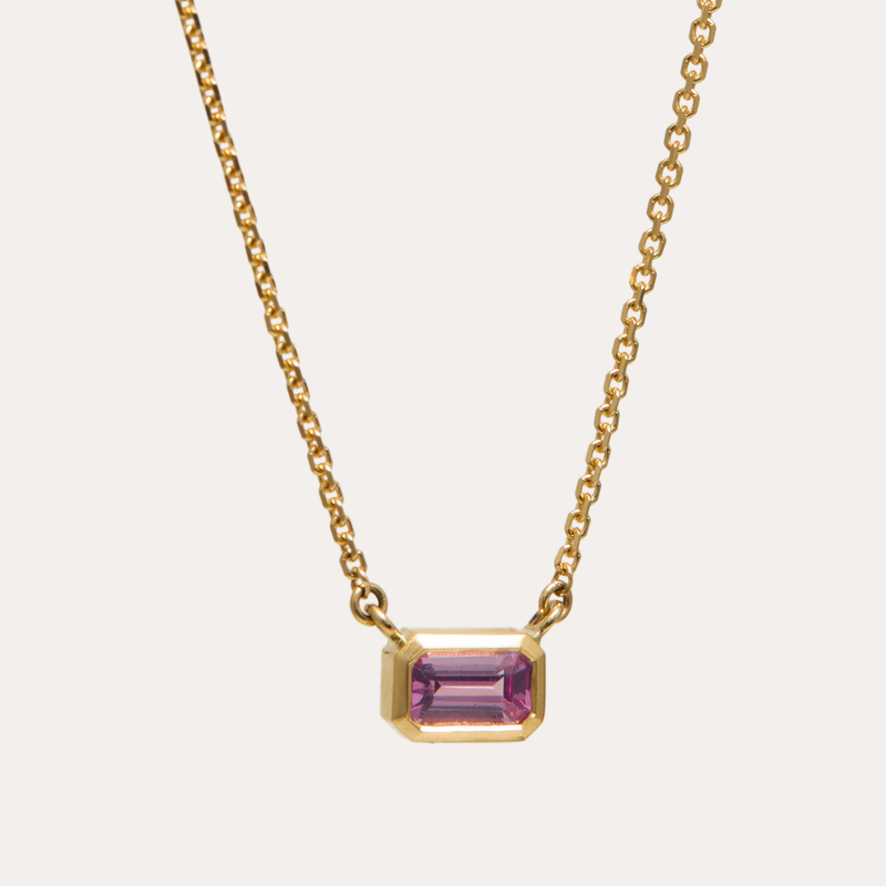Sol Emerald Cut Pink Sapphire Necklace