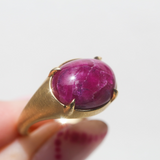 Oracle Ring with Oval Cabochon Ruby - 18ct Gold