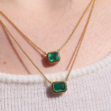 Hera Necklace with Emerald Cut Emerald - 18ct Gold