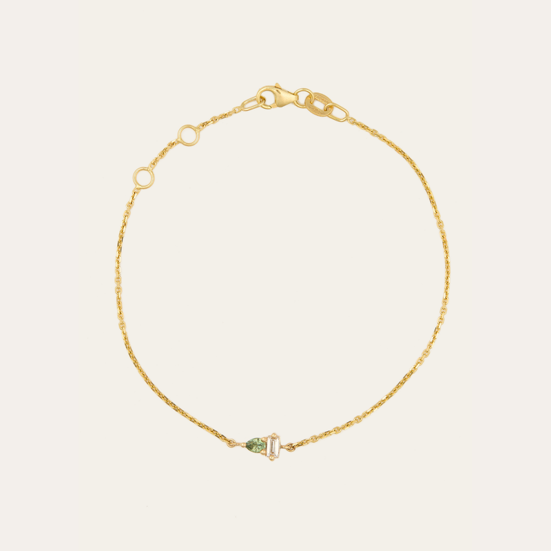 Lyra Green Sapphire & Lab Diamond Bracelet - 9ct Gold