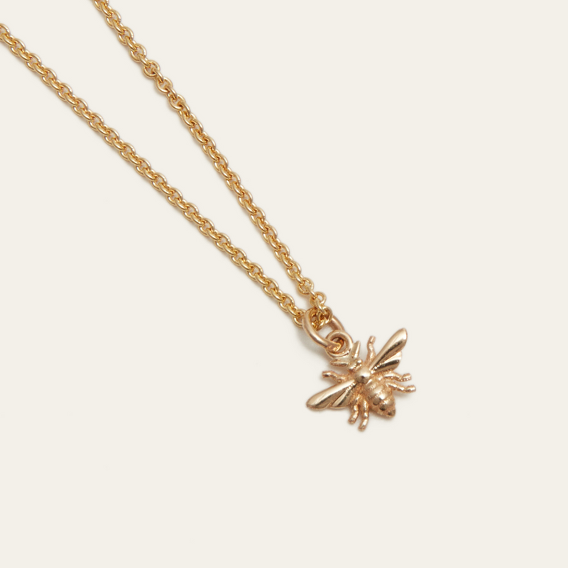 Tiny Honey Bee Necklace - 9ct Gold