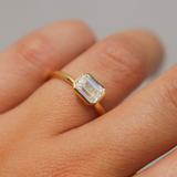 Bobbi with Lab Emerald Cut Diamond - 18ct Gold