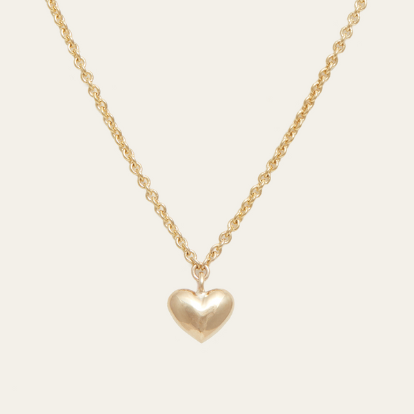 Puffy Heart Necklace - 9ct Gold