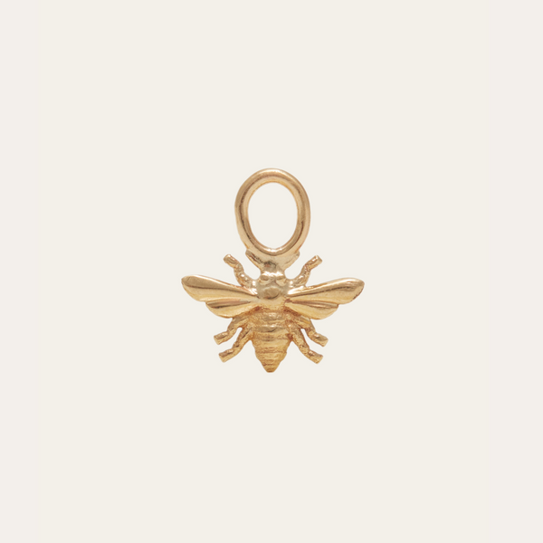 Tiny Honey Bee Drop Charm - 9ct Gold