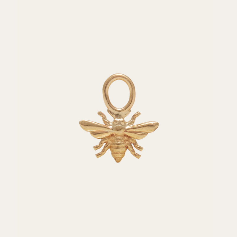 Tiny Honey Bee Drop Charm - 9ct Gold