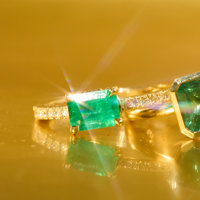 Zelda with Emerald Cut Emerald - 18ct Gold