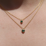 Tiny Emerald Heart Necklace - 18ct Gold