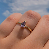 Pear Shape Pink Sapphire Ring - 9ct Gold