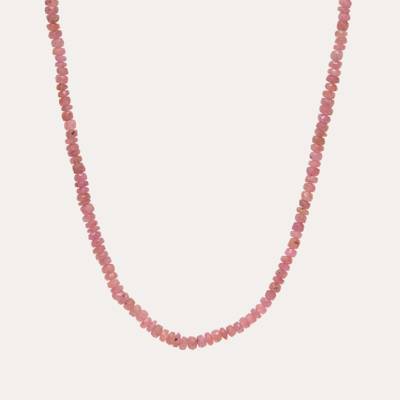 Pink Sapphire Bead Necklace