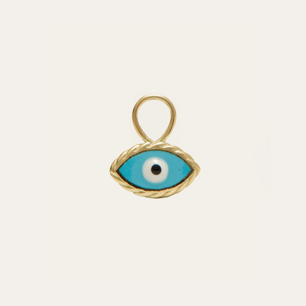 Big Evil Eye Drop Charm - 14ct Gold