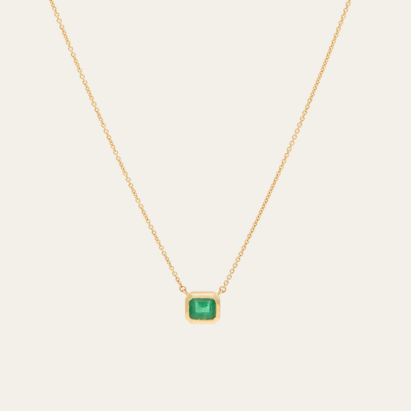 Hera Necklace with Emerald Cut Emerald - 18ct Gold