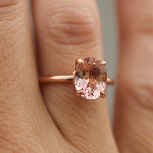 Fleur with Oval Morganite - 18ct Rose Gold