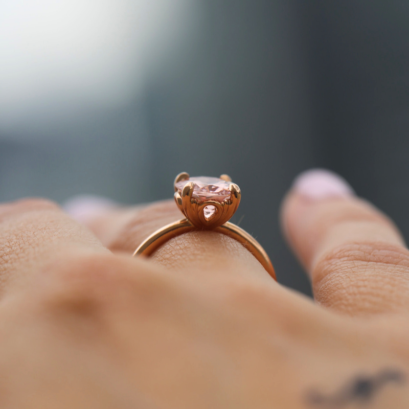 Fleur with Oval Morganite - 18ct Rose Gold