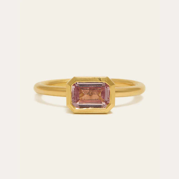 Dusk with 1.23ct Emerald Cut Pale Pink Sapphire - 18ct Gold