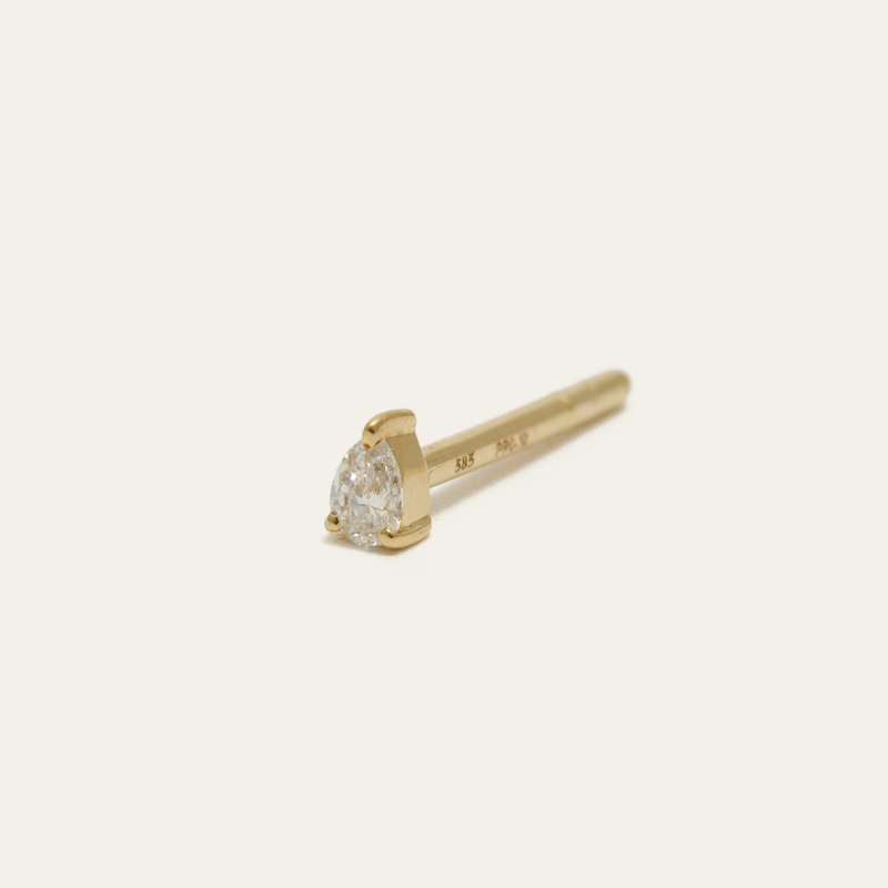 Neo Pear Diamond Stud - 14ct Gold