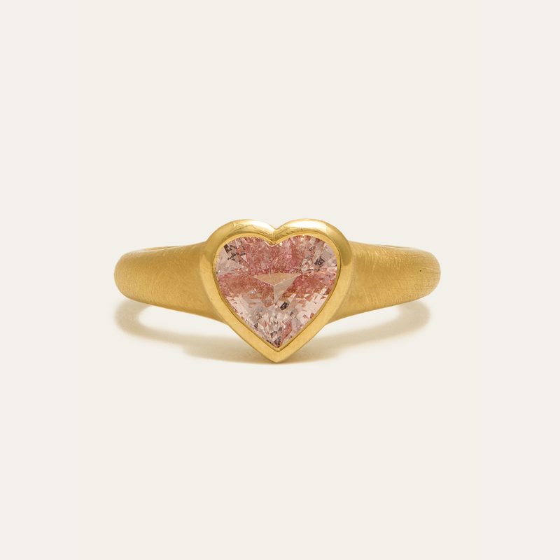 Nico Ring with Heart Shape Pink Sapphire - 18ct Gold