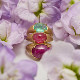 Oracle Ring with Oval Cabochon Pink Sapphire - 18ct Gold