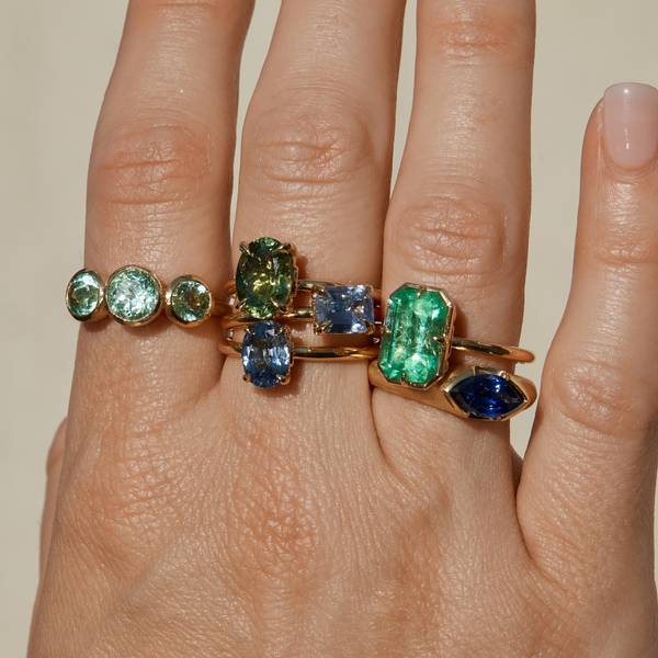 Fern Ring with Oval Green Tourmaline