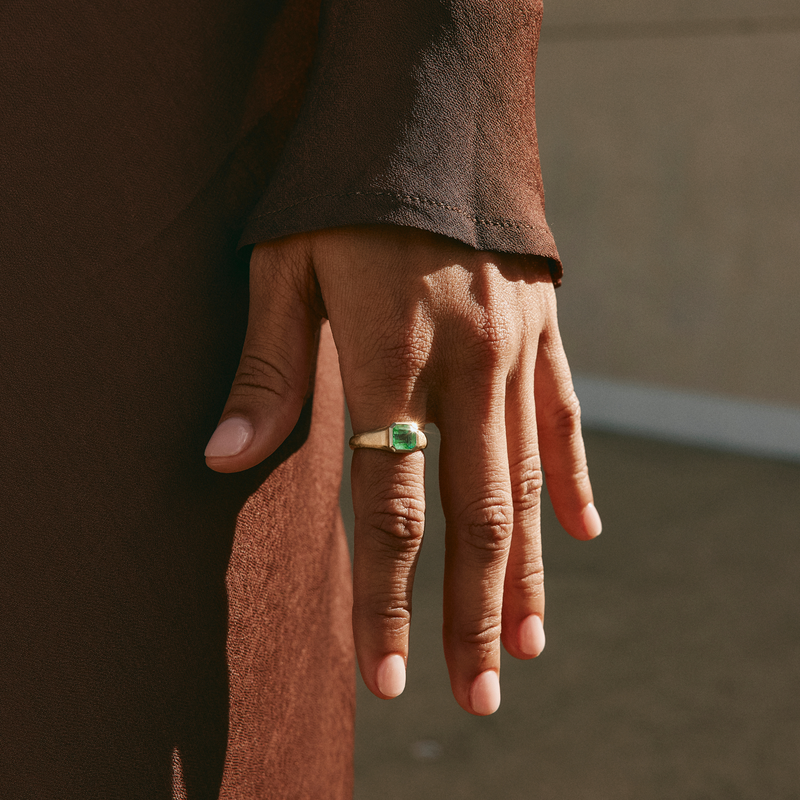 Nico with Square Emerald Cut Colombian Emerald - 18ct Gold