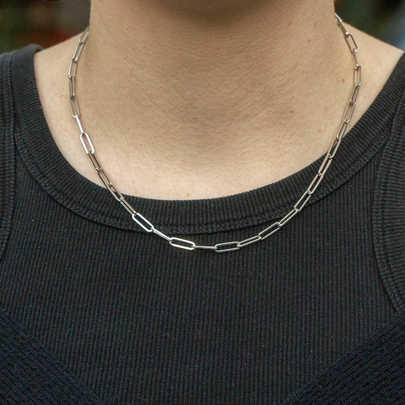 Paperclip Chain Necklace - Silver