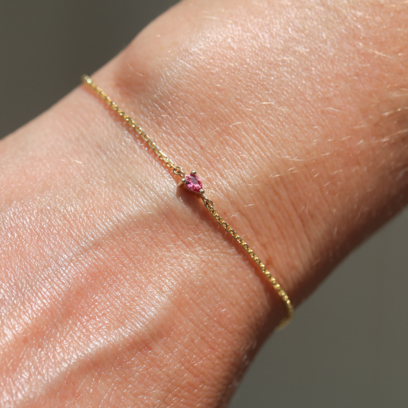 Eos Pear Shape Pink Sapphire Bracelet - 9ct Gold