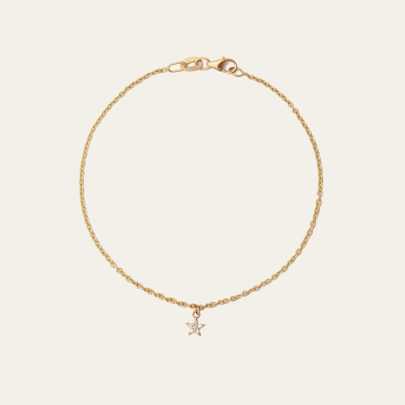 Tiny Pave Diamond Star Bracelet - 9ct Gold