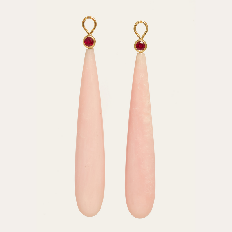 Juicy Drops with Extra Large Pink Opals & Rubies - 9ct Gold