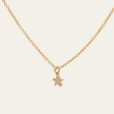 Tiny Pave Diamond Star Necklace - 9ct Gold