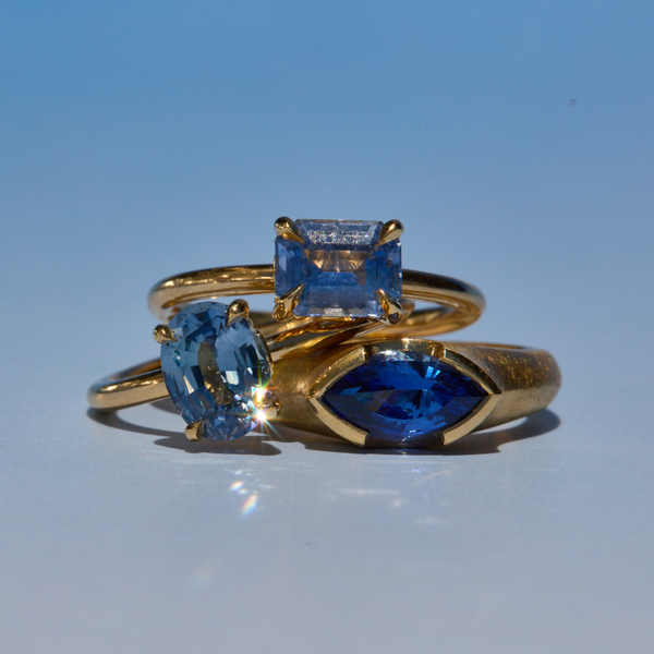 Atmos Ring with Oval Blue Sapphire