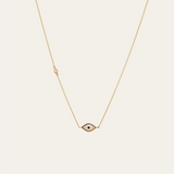 Pink Marquise Evil Eye & Diamond Necklace - 14ct Gold