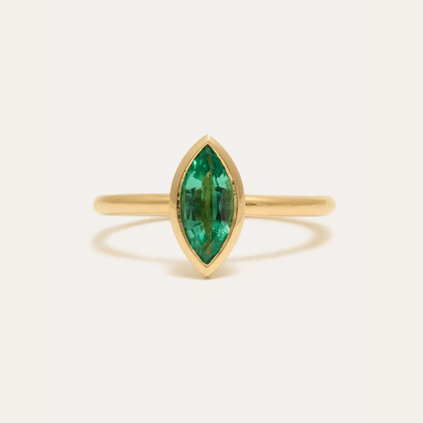 Ophelia with Marquise Zambian Emerald - 18ct Gold