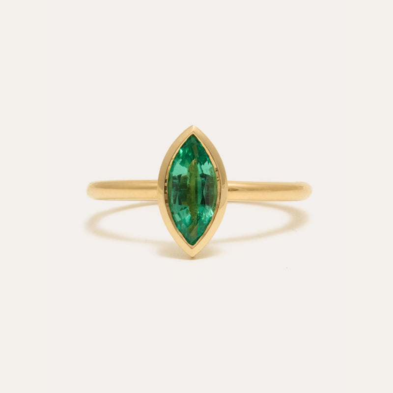 Ophelia with Marquise Zambian Emerald - 18ct Gold