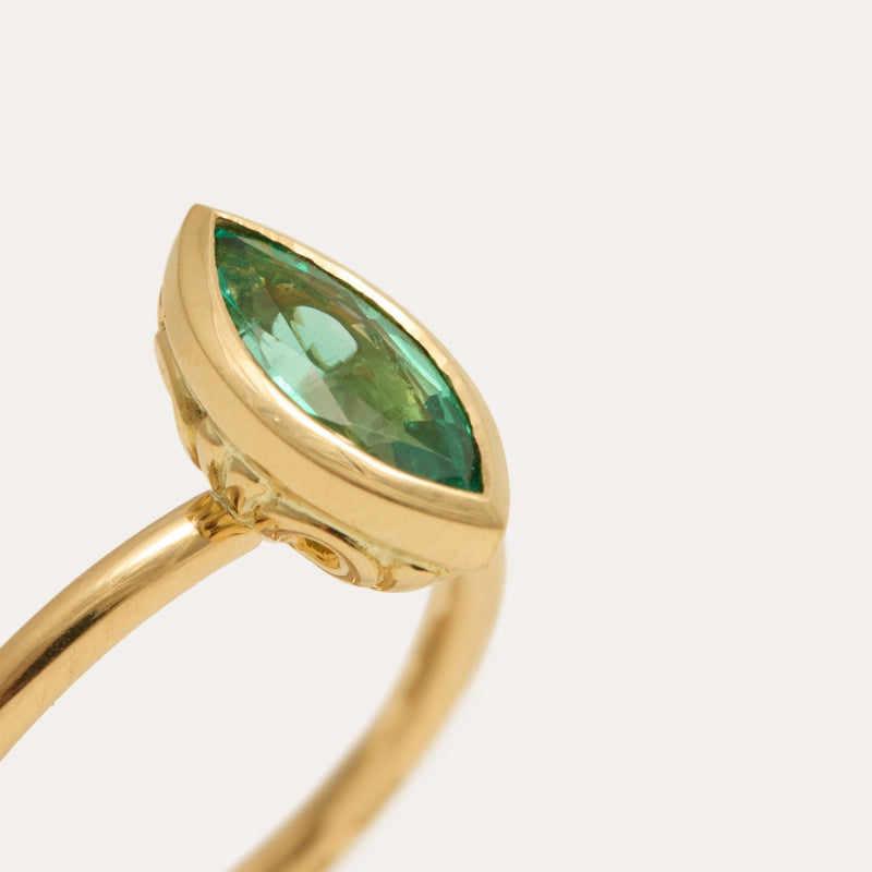 Ophelia with Marquise Zambian Emerald - 18ct Gold