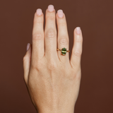 Fern Ring with Oval Green Tourmaline