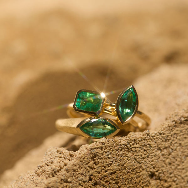Ophelia with Marquise Zambian Emerald - 18ct Gold