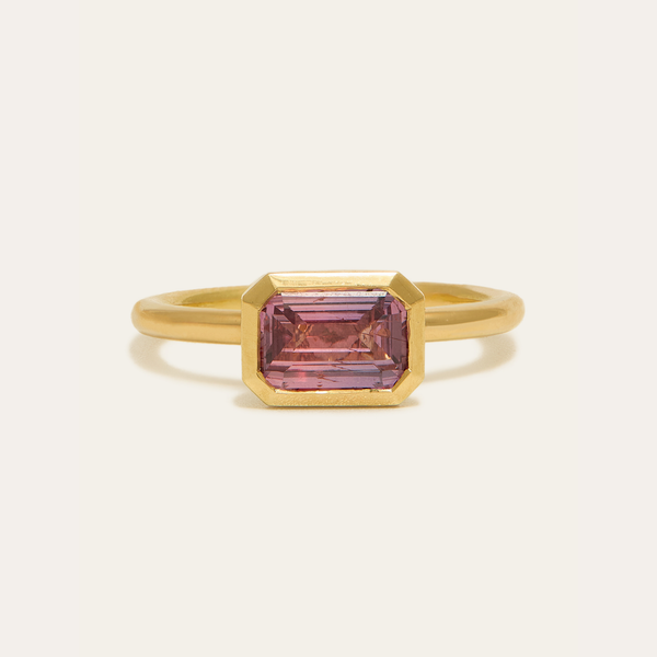 Dusk with 1.56ct Emerald Cut Pink Sapphire - 18ct Gold